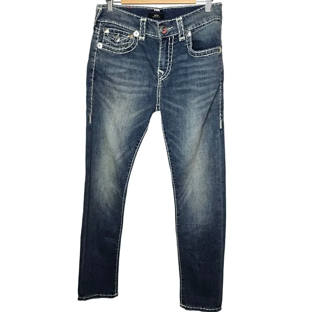 Men's True Religion Blue Rocco Relaxed Skinny Denim Jeans Size 30
